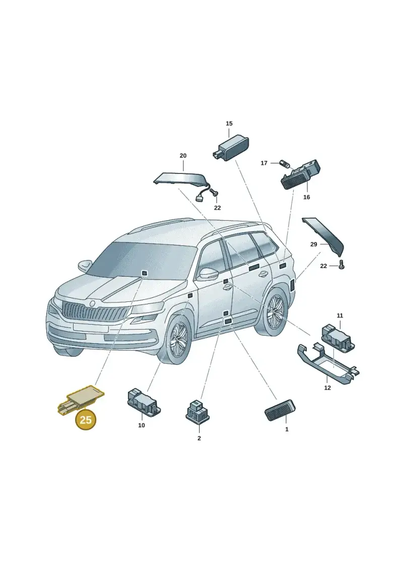 3V0919390B — Skoda Karoq (2017-2022) diagram 834947007, position 25