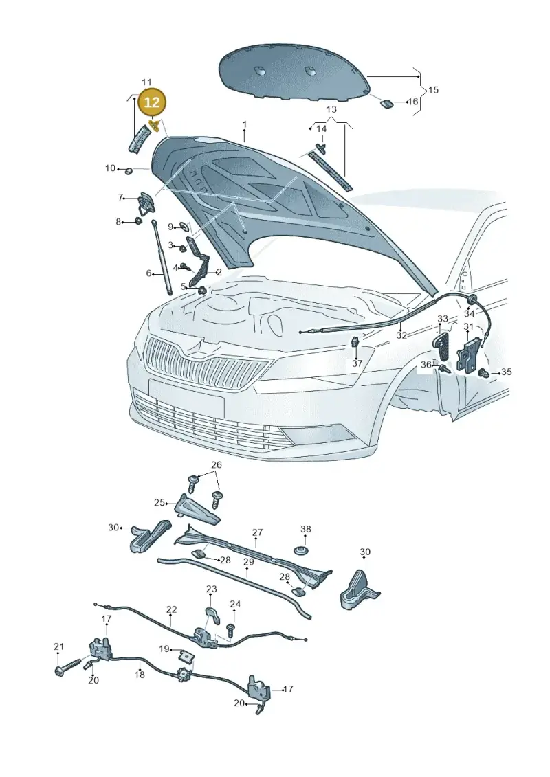 5E0837732 — Skoda Superb Combi (2015-2024) diagram 851823100, position 12