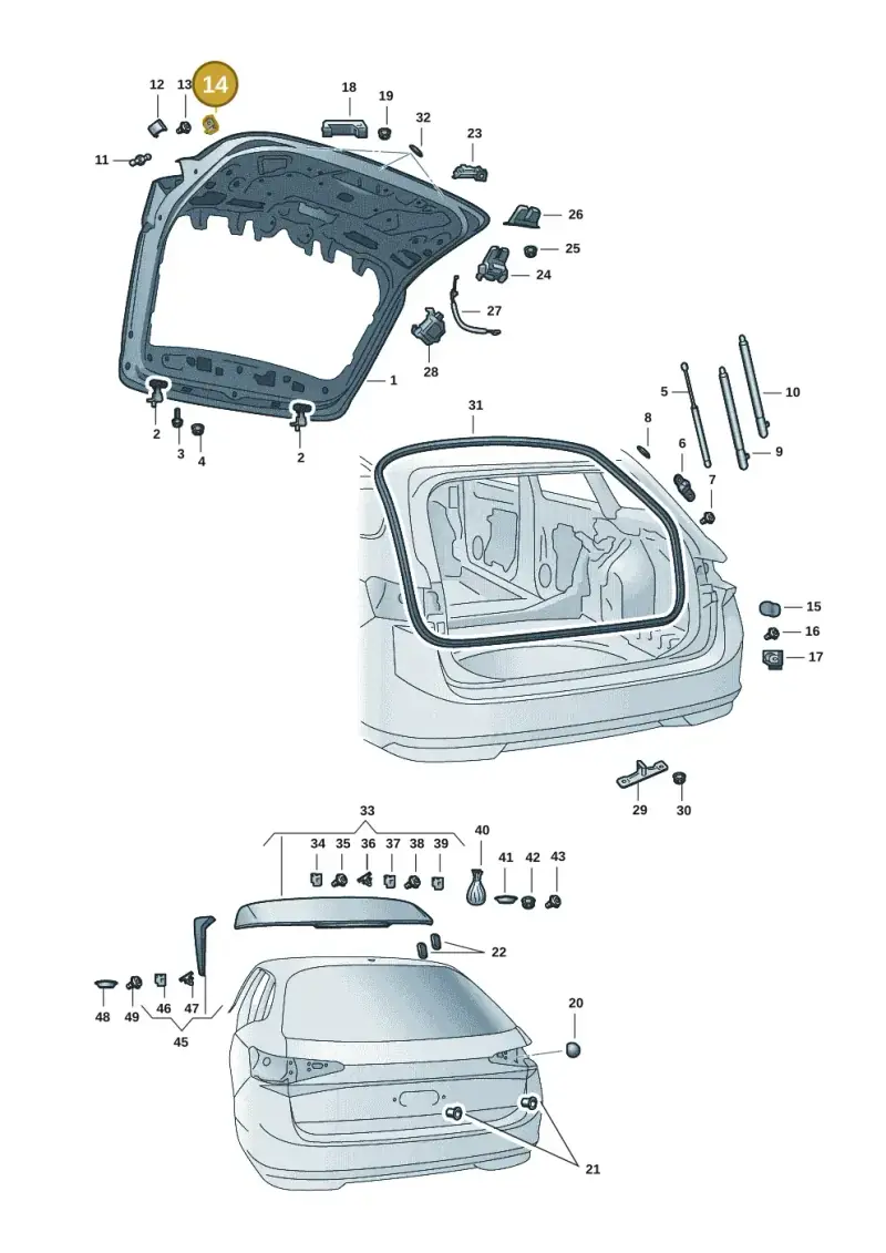 5E9827499B — Skoda Superb Combi (2023-) diagram 3p0827010, position 14