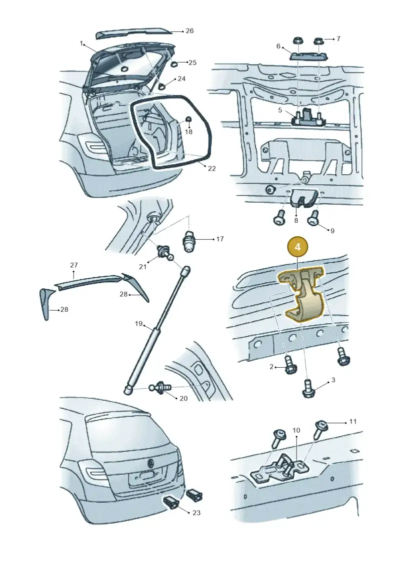 5J0827301A — Skoda Fabia Scout (2010-2014) diagram 608827100, position 4