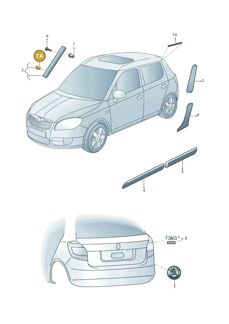 5J0853573 — Skoda Fabia Ambiente (2009-2013) diagram 608853000, position 7A