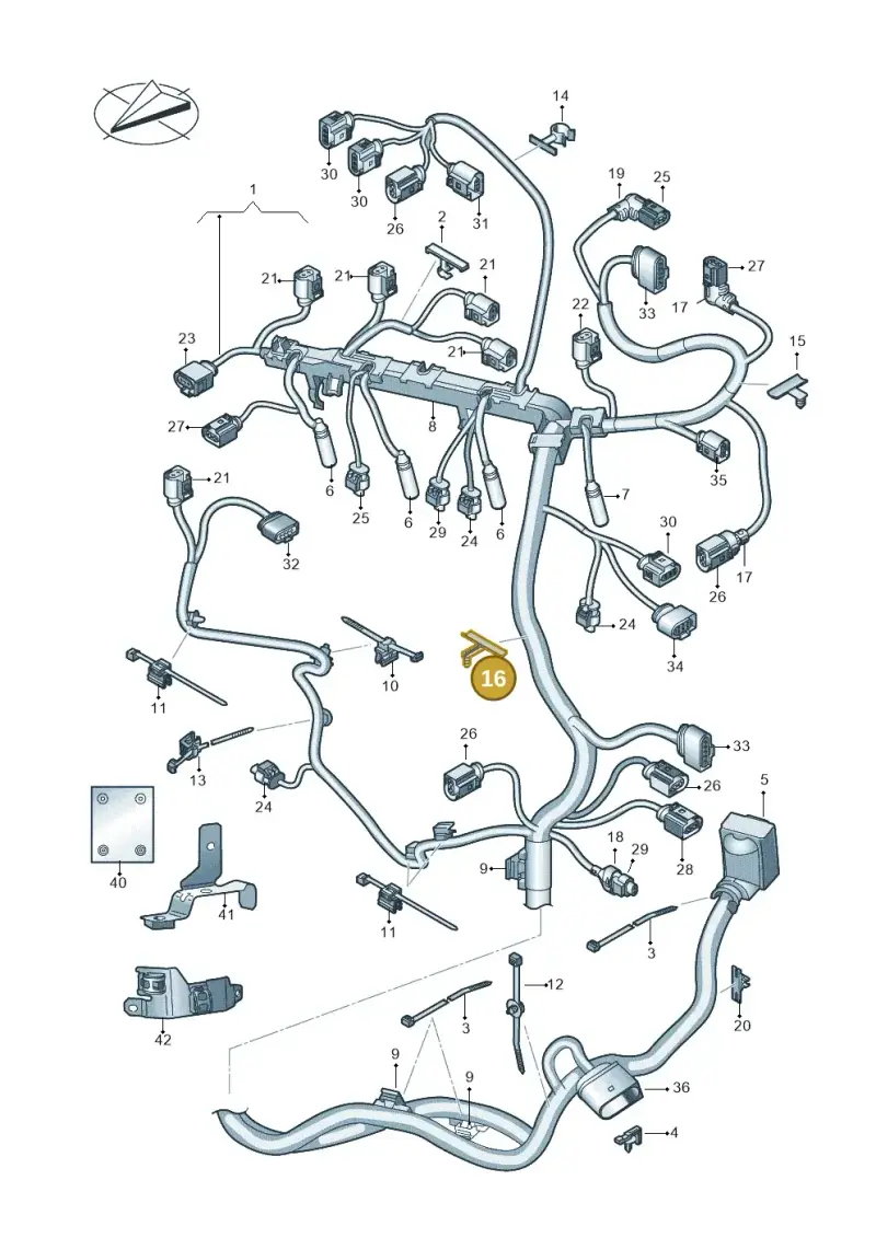 5K0971842 — Skoda Superb Combi (2015-2024) diagram 793971250, position 16