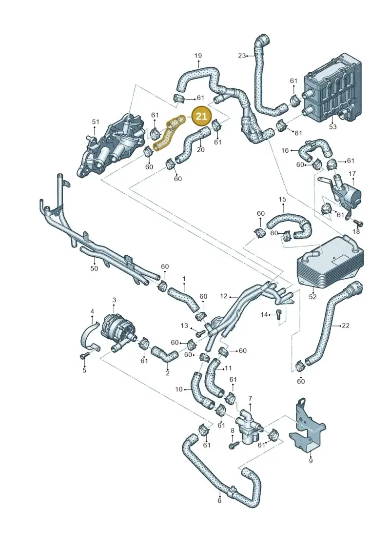 5Q0121073D — Skoda Octavia (2019-2024) diagram 745121620, position 21