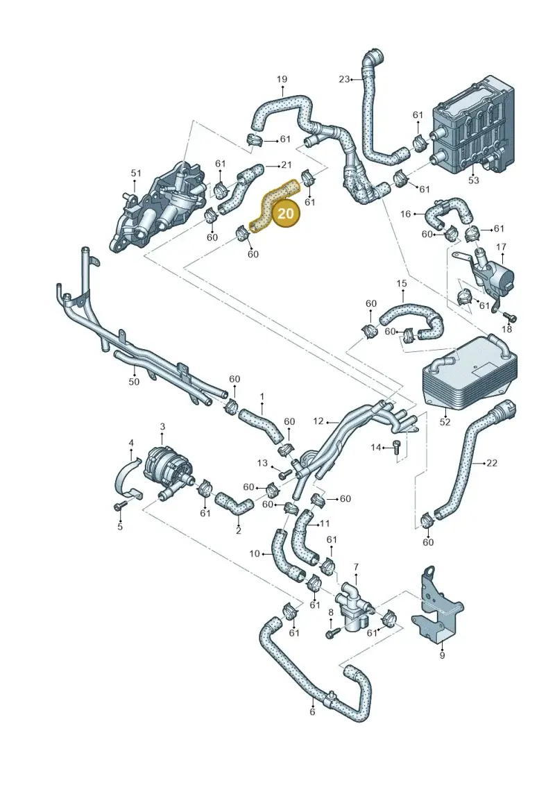 5Q0121073F — Skoda Octavia (2019-2024) diagram 745121620, position 20