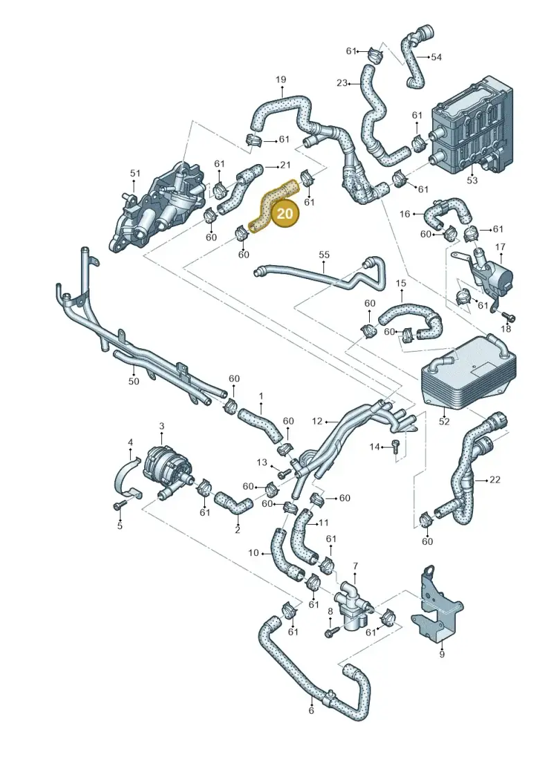 5Q0121073F — Skoda Octavia (2019-2024) diagram 745121630, position 20
