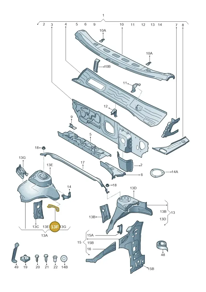 5Q0121409B — Skoda Octavia (2019-2024) diagram 805805050, position 13F