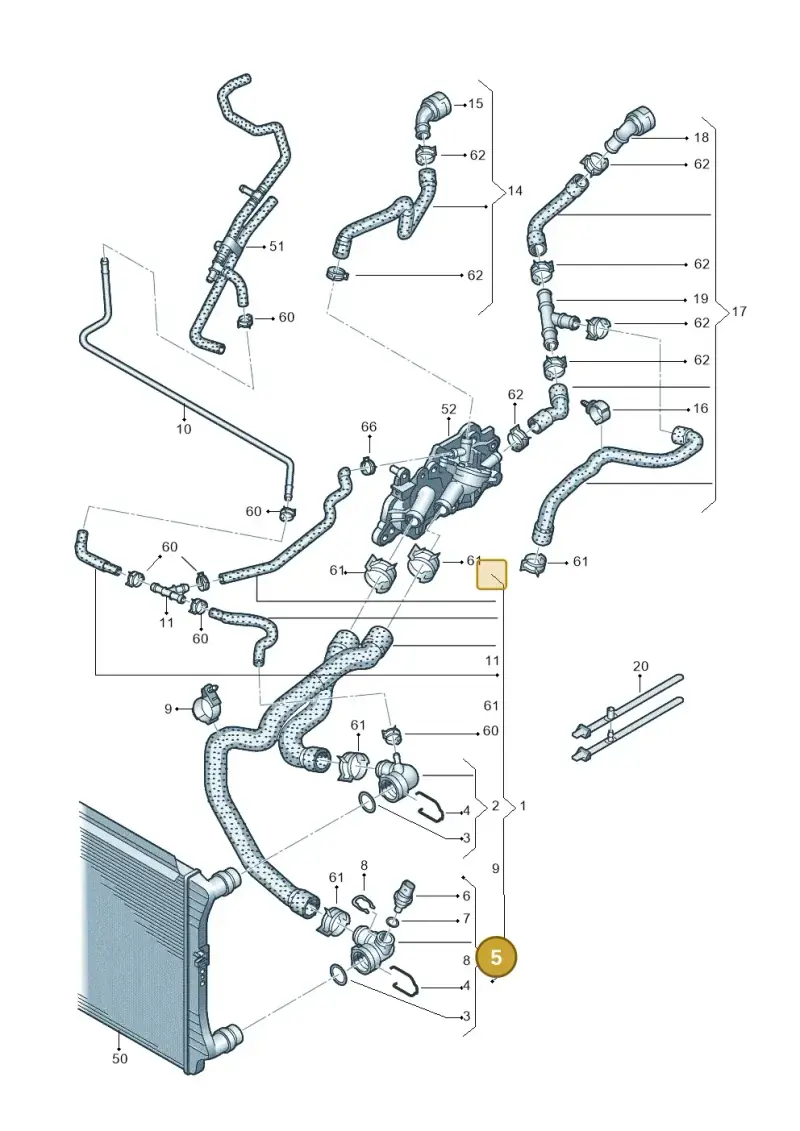 5Q0122291BQ — Skoda Octavia (2019-2024) diagram 780121220, position 5