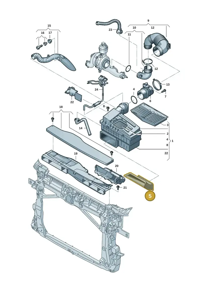 5Q0129618B — Skoda Octavia (2019-2024) diagram 2ka129130, position 5