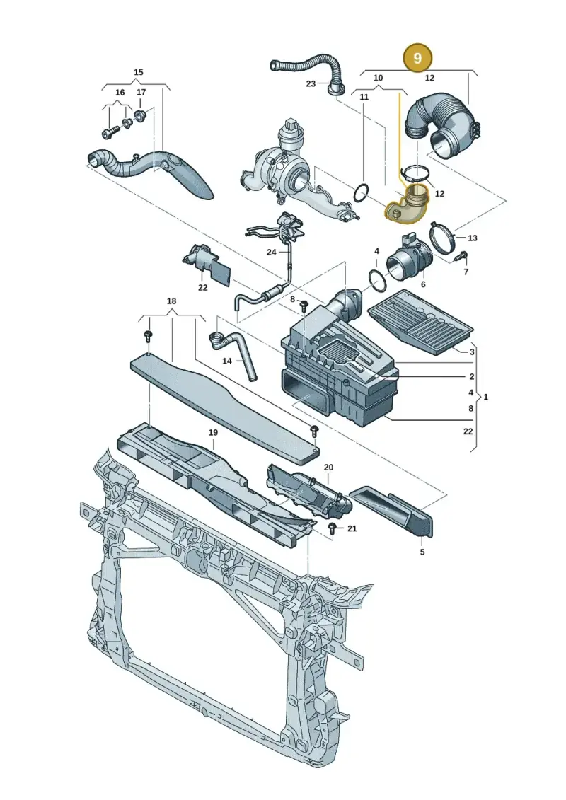 5Q0129654E — Skoda Octavia (2019-2024) diagram 2ka129130, position 9