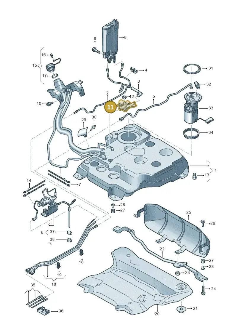 5Q0201549B — Skoda Superb Combi (2015-2024) diagram 793201500, position 11