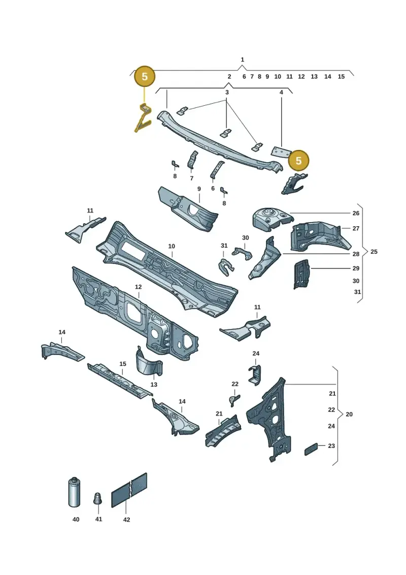 5Q0803343 — Skoda Superb Combi (2023-) diagram 3p0805050, position 5