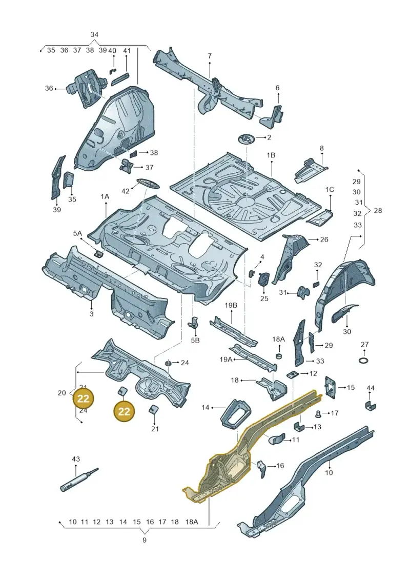 5Q0803622G — Skoda Karoq (2017-2022) diagram 834803020, position 22