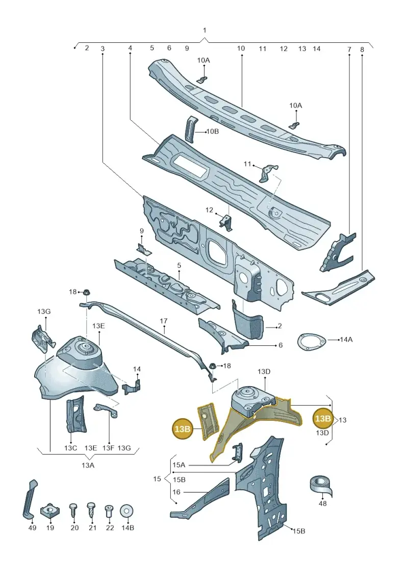 5Q0805077C — Skoda Octavia (2017-2020) diagram 805805050, position 13B