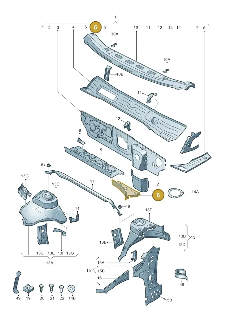 5Q0805398B — Skoda Octavia (2019-2024) diagram 805805050, position 6