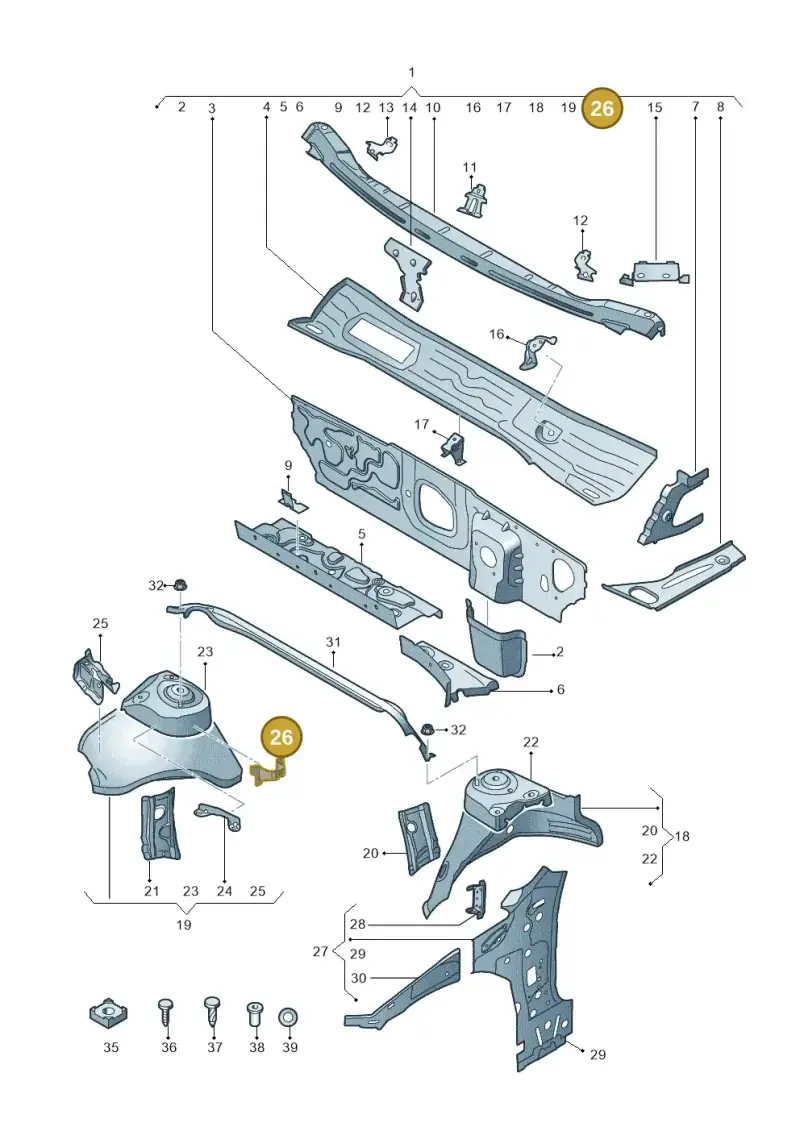 5Q0823402 — Skoda Superb Combi (2015-2024) diagram 851805050, position 26