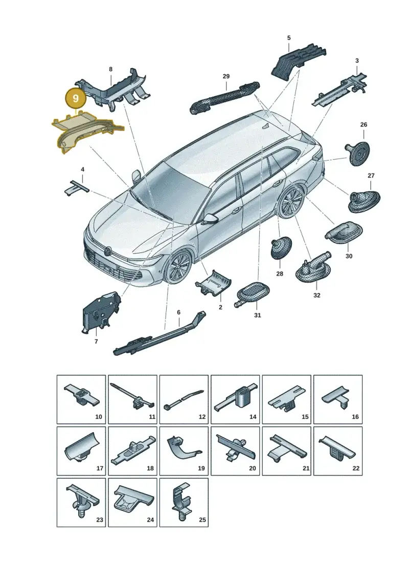 5Q1971821A — Skoda Superb Combi (2023-) diagram 3j0972001, position 9
