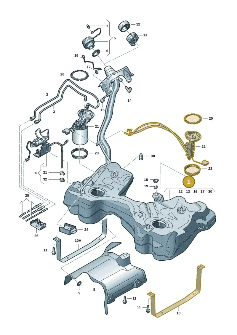 5WA201055J — Skoda Octavia (2019-2024) diagram 5h0201070, position 1
