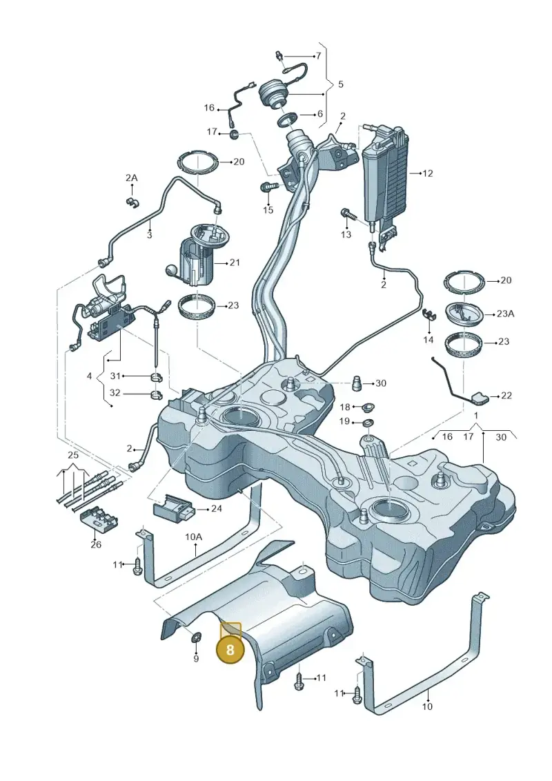 5WA201307B — Skoda Octavia (2019-2024) diagram 5h0201042, position 8