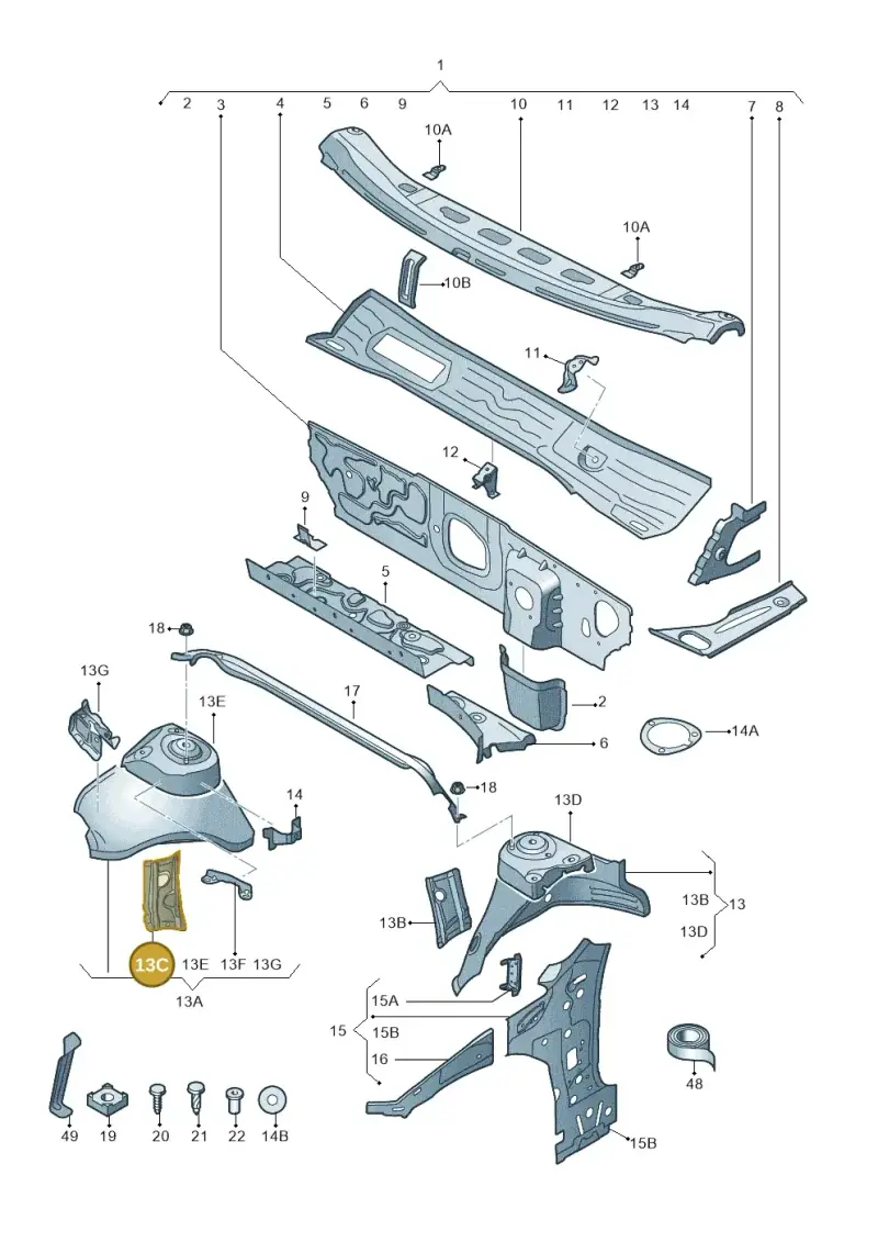 5WA805078 — Skoda Octavia (2019-2024) diagram 805805050, position 13C