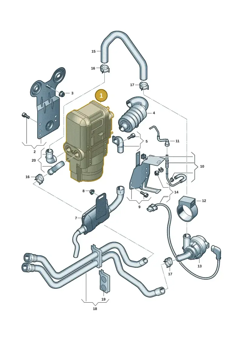 5WA815007B — Skoda Octavia (2019-2024) diagram 3j0819700, position 1