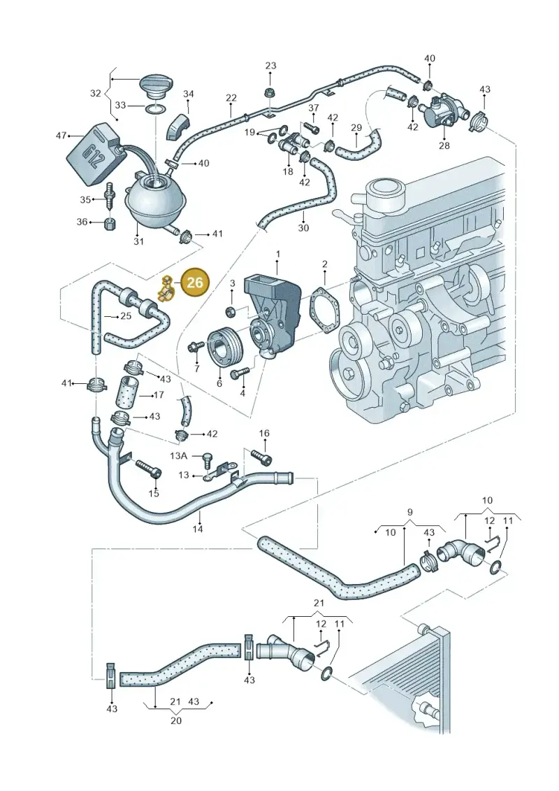 6Q0121120E — Skoda FABIA/COMBI (1999-2004) diagram 225121200, position 26