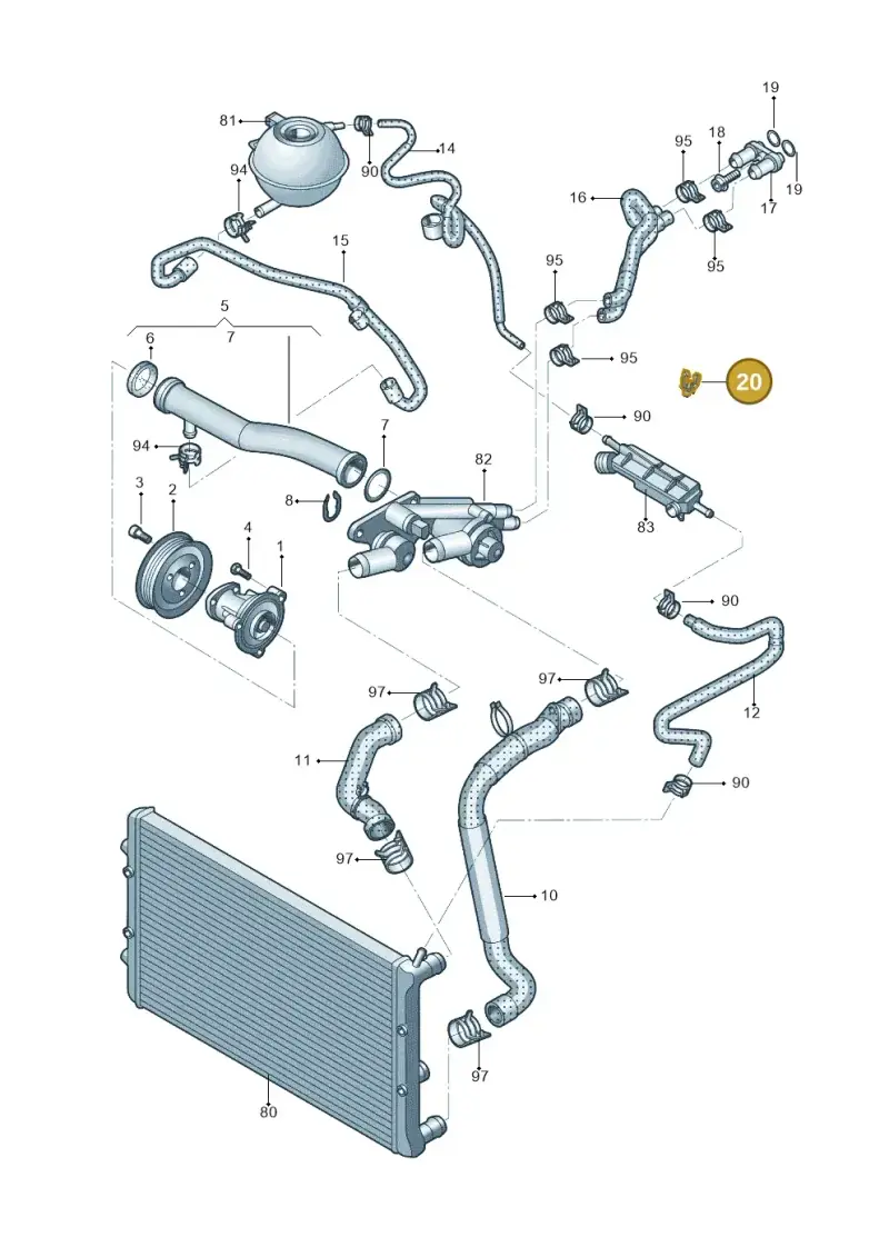 6Q0121120E — Skoda Fabia Jingrui (2008-2014) diagram 713121200, position 20