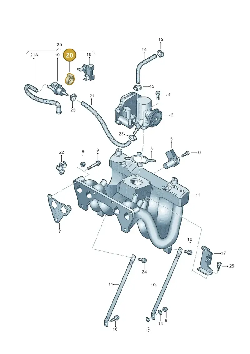 6Q0133459A — Skoda FABIA/COMBI (1999-2004) diagram 225133050, position 20