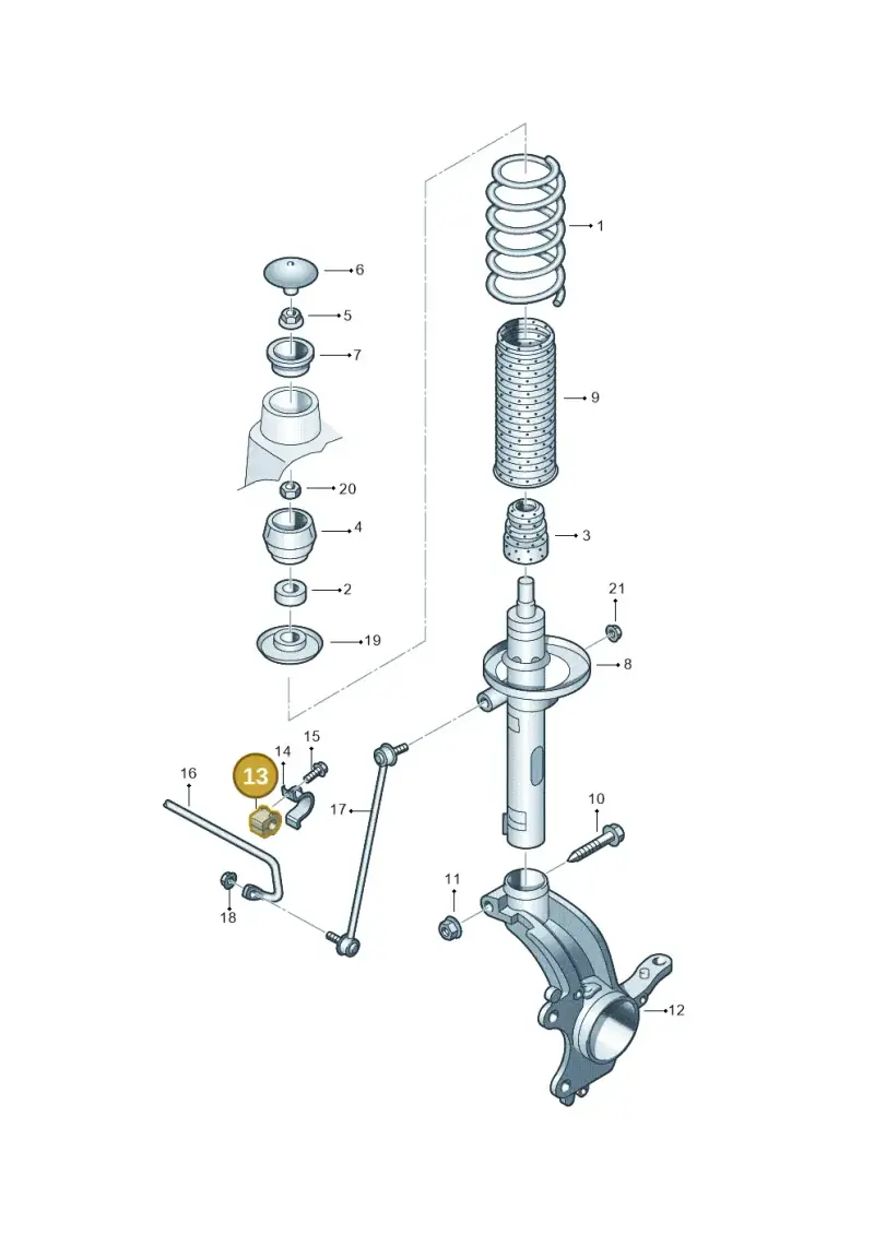 6Q0411314P — Skoda Fabia Scout (2010-2014) diagram 608411010, position 13