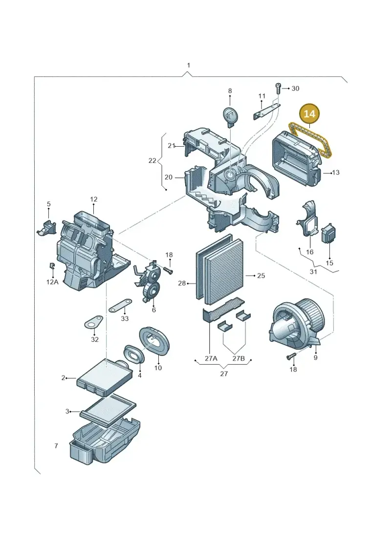 6Q0819165 — Skoda Roomster (2010-2015) diagram 225819250, position 14