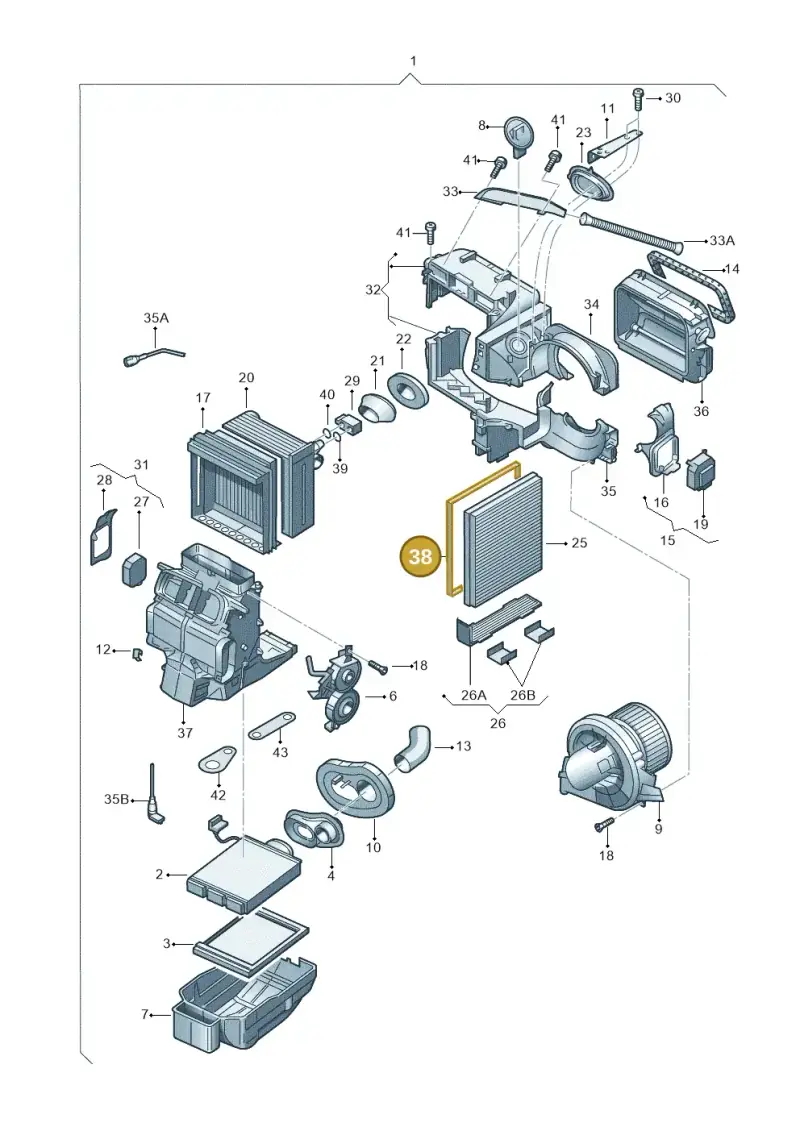 6Q0819647 — Skoda Fabia Ambiente (2009-2013) diagram 225820100, position 38