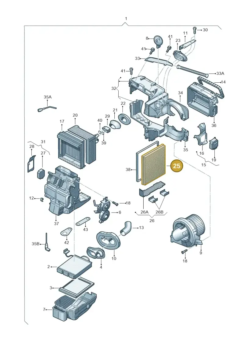 6Q0819653B — Skoda Fabia Ambiente (2009-2013) diagram 225820100, position 25