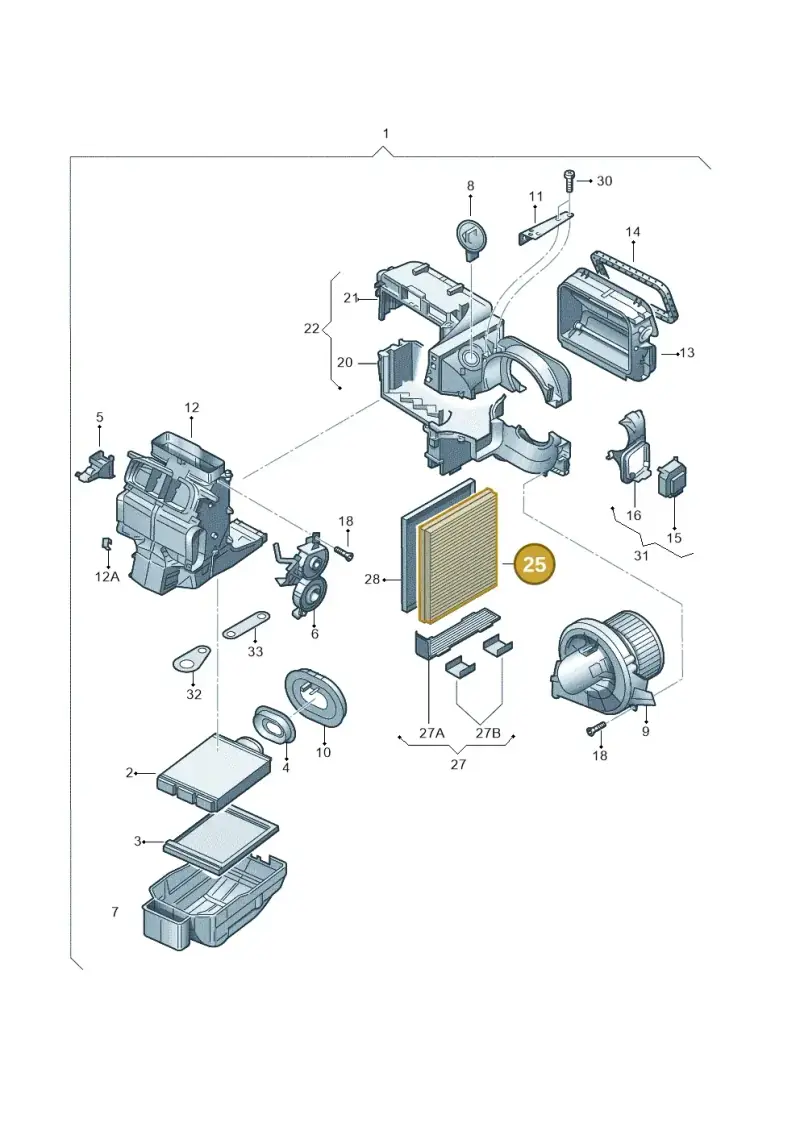 6Q0819653B — Skoda Roomster (2010-2015) diagram 225819250, position 25