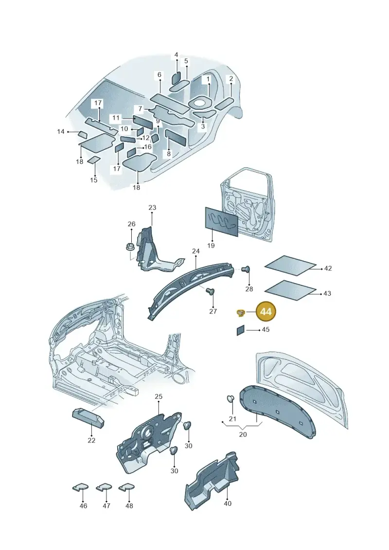 6Q0864732 — Skoda Fabia Jingrui (2008-2014) diagram 662863200, position 44