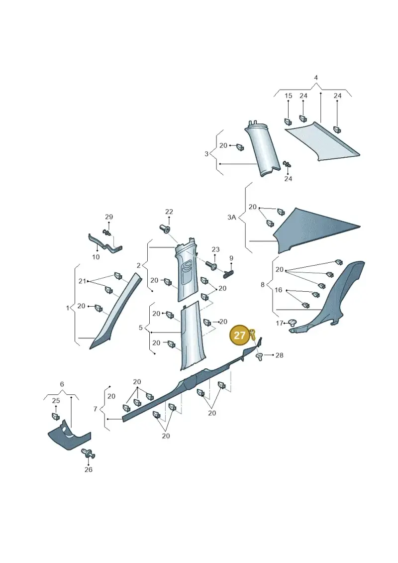 6Q0867334 — Skoda Octavia (2019-2024) diagram 585867065, position 27