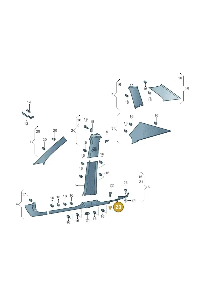 6Q0867334 — Skoda Superb Combi (2015-2024) diagram 851867650, position 23