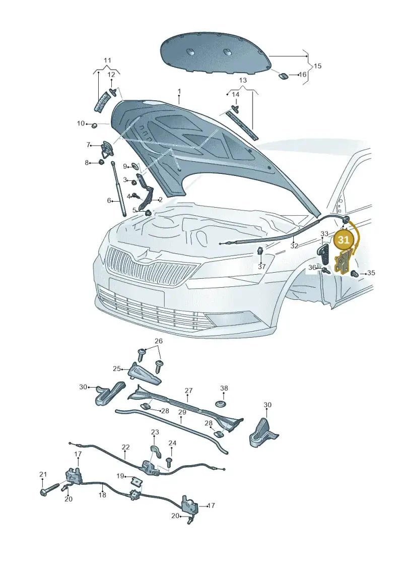 6R1823633 — Skoda Superb Combi (2015-2024) diagram 851823100, position 31