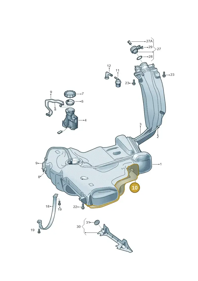 6R7201307A — Skoda Rapid (2012-2022) diagram 740201100, position 10