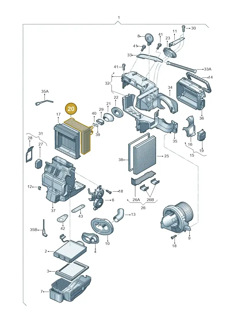 6RF820103 — Skoda Fabia Ambiente (2009-2013) diagram 225820100, position 20