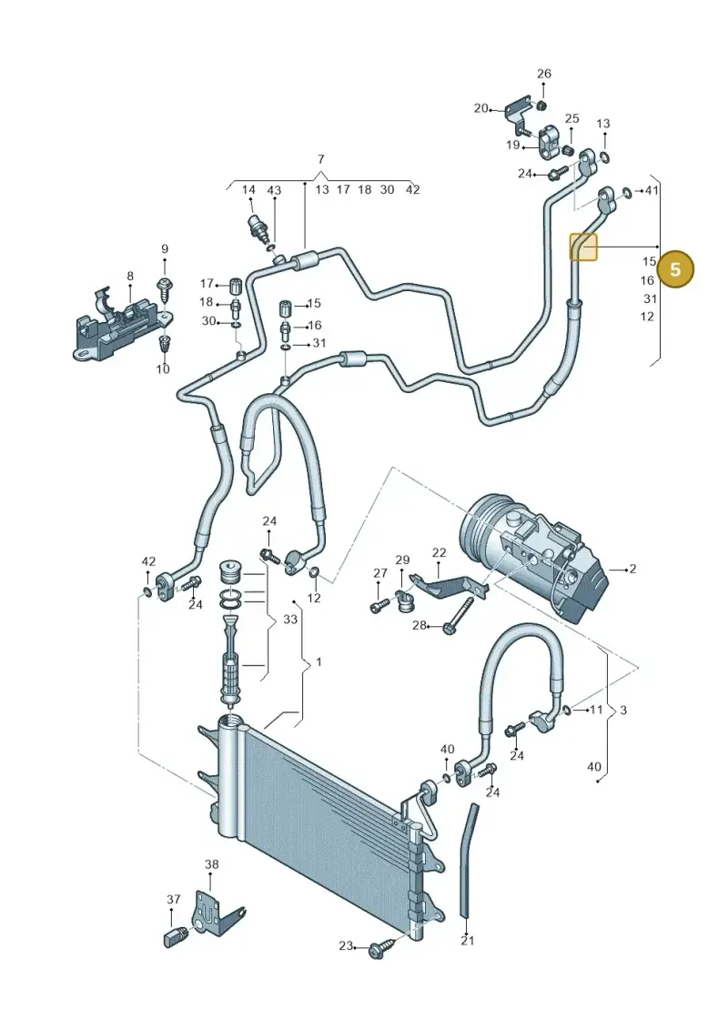 6RF820743E — Skoda Rapid Ambition (2011-2021) diagram 672260410, position 5