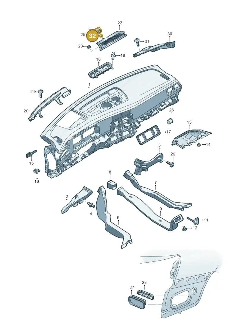 7L0907323 — Skoda Superb Combi (2023-) diagram 3p0819030, position 32