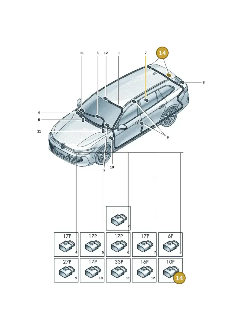7P0972735A — Skoda Superb Combi (2023-) diagram 3j0972000, position 14