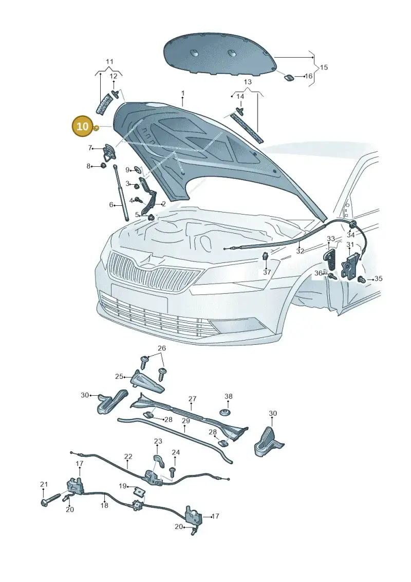 867827500 — Skoda Superb Combi (2015-2024) diagram 851823100, position 10