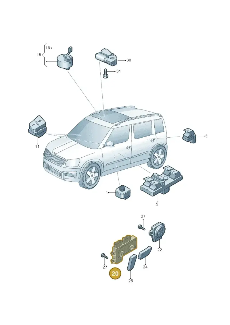 8K0959747 — Skoda Yeti (2013-2017) diagram 767959050, position 20