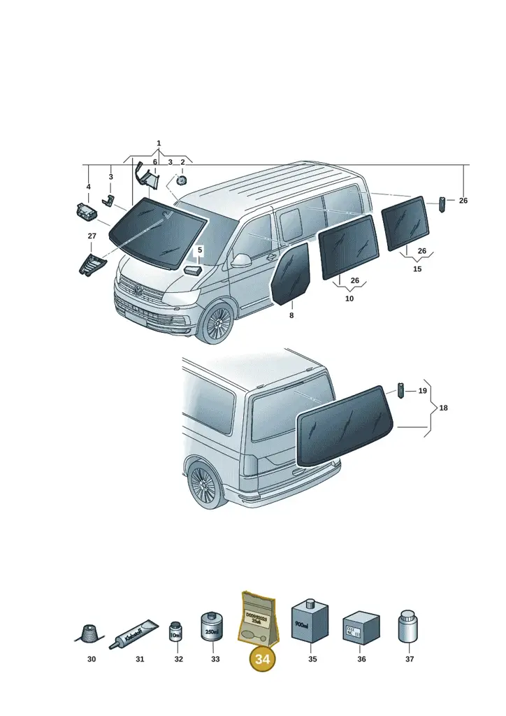 000012280A — Volkswagen Transport. multivan (2019-2024) diagram 7em845000, position 34