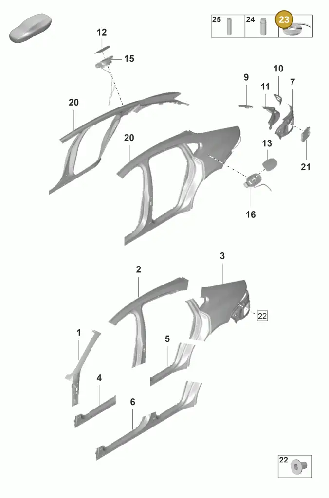 00004310100 — Porsche Panamera (2020-2023) diagram p58801550, position 23