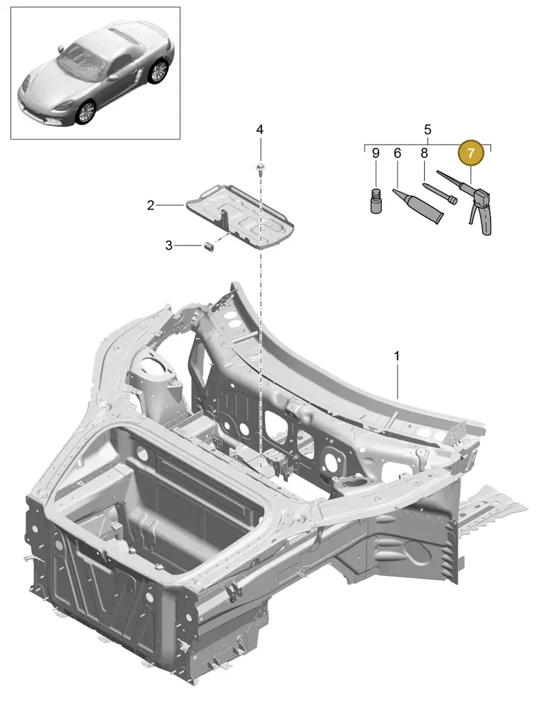 00004320631 — Porsche Boxster (2016-2019) diagram p48801005, position 7
