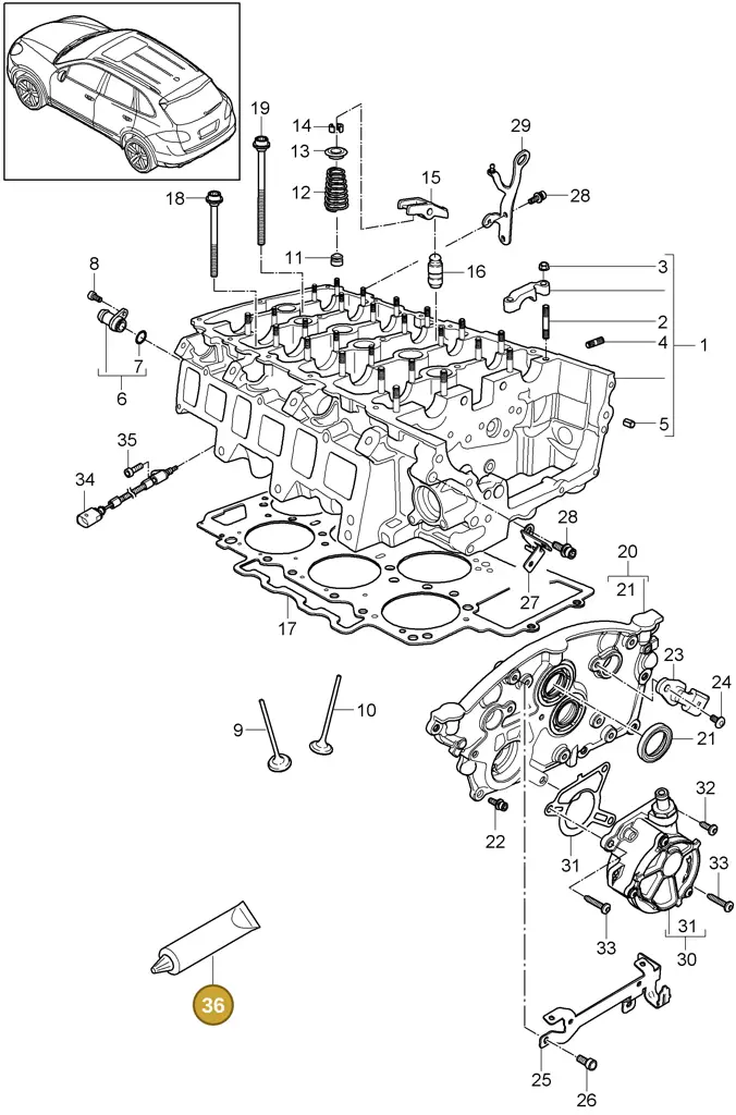 00004320754 — Porsche Cayenne (2010-2018) diagram p37103005, position 36