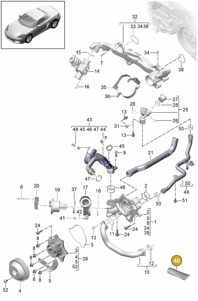 00004330393 — Porsche Boxster (2016-2019) diagram p48105000, position 40
