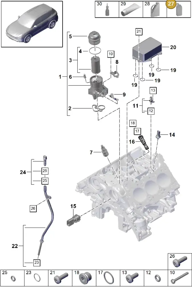 00004330521 — Porsche Cayenne (2017-2023) diagram p51104005, position 27