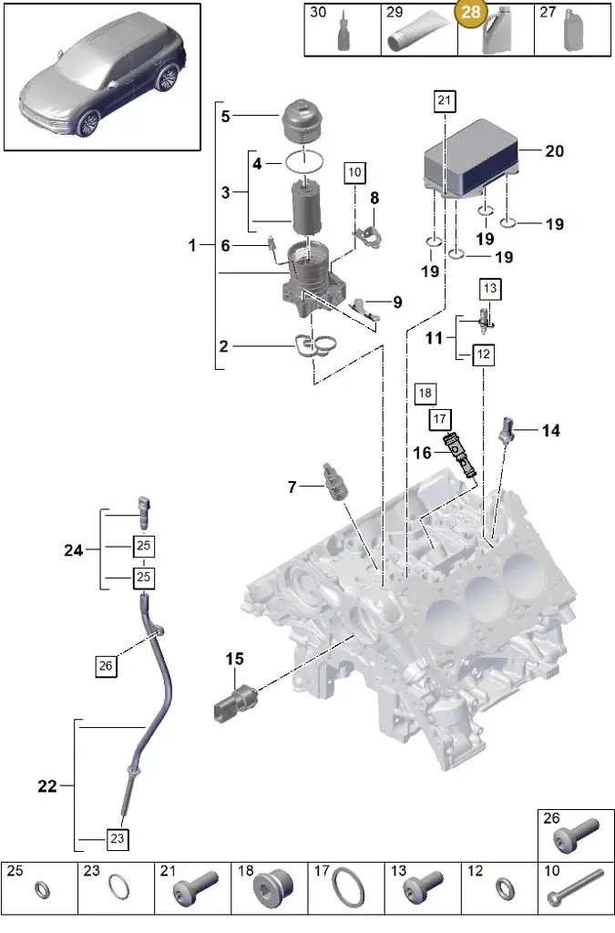 00004330522 — Porsche Cayenne (2017-2023) diagram p51104005, position 28